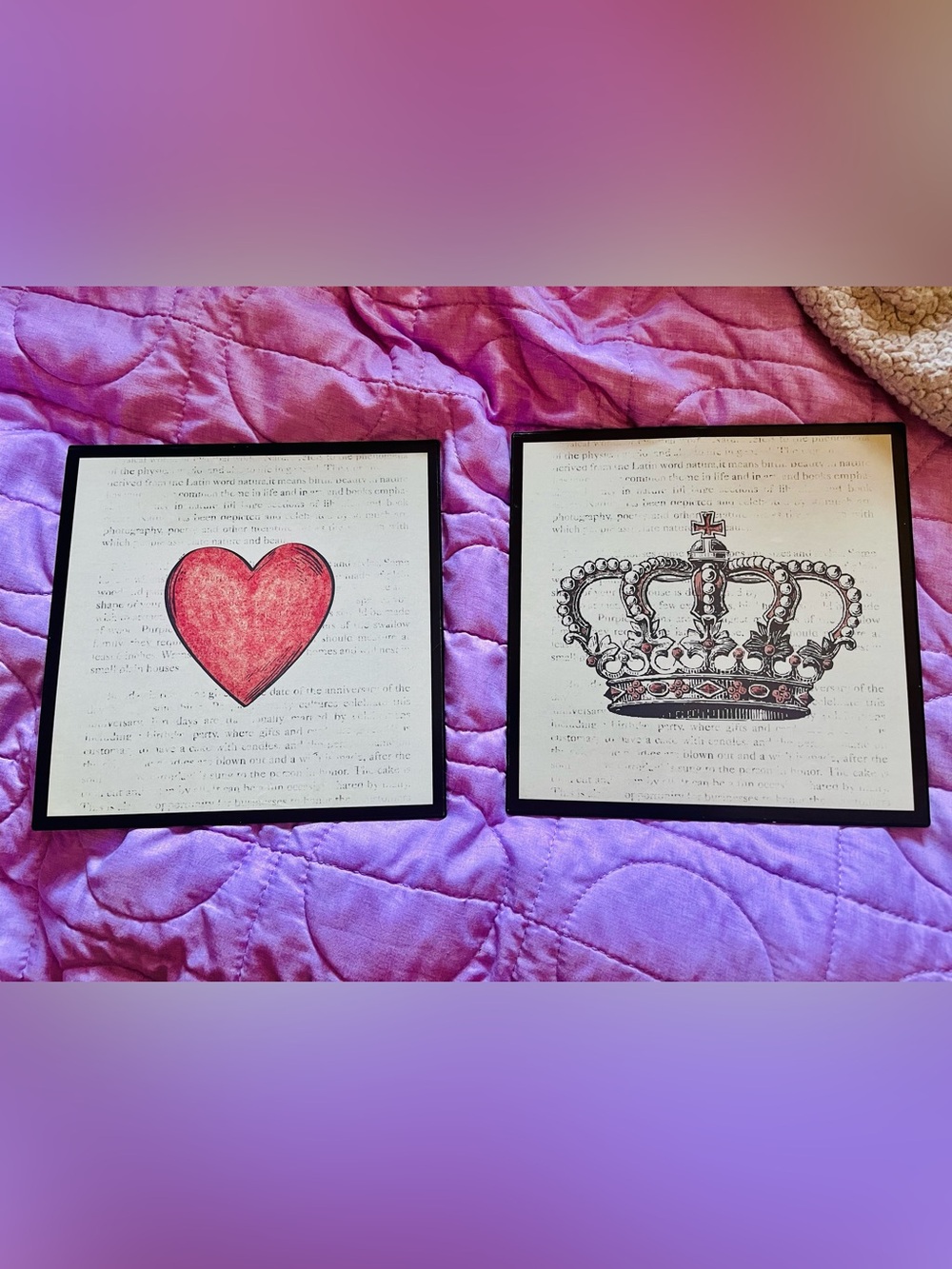 Heart and Crown Metal Art  - Red and Black Accents